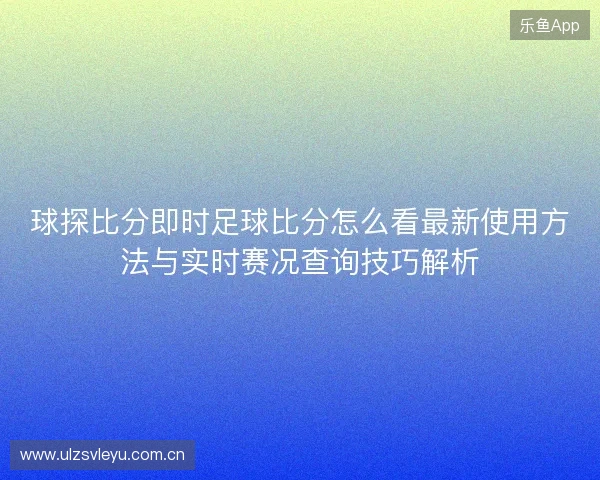球探比分即时足球比分怎么看最新使用方法与实时赛况查询技巧解析